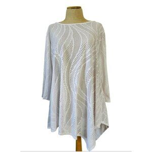 Clara Sunwoo Womens XL White Textured Lace Tunic Top